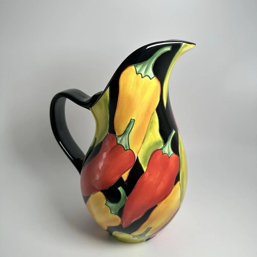 Clay Art Caliente Chili Hot Pepper Margarita Pitcher Water Jug‎ 64oz StoneLite